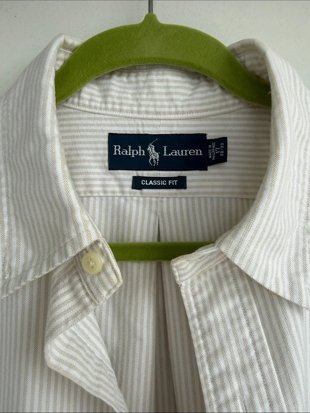 Polo Ralph Lauren Classic Fit Striped Oxford Button Down Cotton Shirt 17 32/33